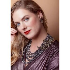 New‎ Heidi Daus "phoenix rising " Multi-Strand Bead pearl necklace, earring sets